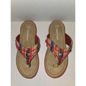 Minnetonka Silverthorne 360 Flip Flop Sandal Boho Southwestern Festival Sz 7